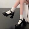 Women's High Heels Pumps Mary Jane Shoes Platform Pink Black Wine Red White Block Heeled Working Party Dance Wedding Shoe Female