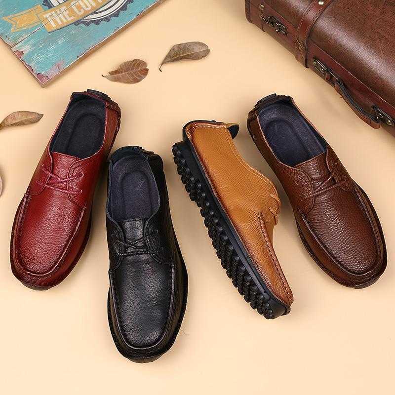 2025 Men Casual Shoes Genuine Leather Business Breathable Mens Loafers Shoes High Quality Handmade Comfy Outdoor Flat Footwear