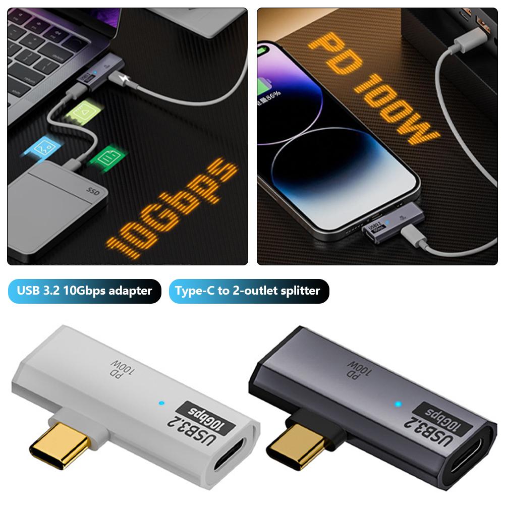 2in1 Type C USB 3.2 OTG Splitter PD 100W Fast Charging Adapter USB C Charger Adapter for Phone Tablet Macbook Hard Disk Earphone