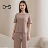 Women's Summer Pajama Set Round Neck Short Sleeve Top And Pants Sleepwear Set Casual Loose Two Piece Lounge Set