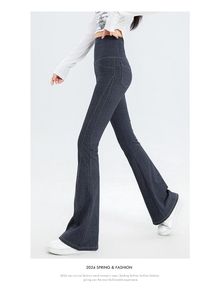 2024 Women's Shark Pattern Denim-Style Flare Yoga Leggings