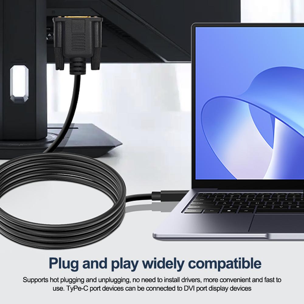 USB C 3.1 To VGA Adapter 1080P Type-C Male To VGA Male Video Converter Cable For HDTV Projector Laptop Monitor