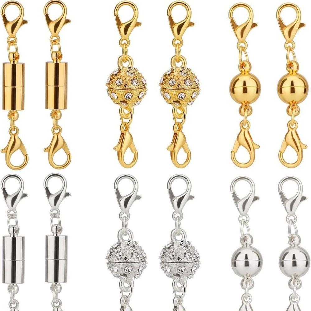 12pcs New Gold & Silver Magnet Connector Clasp Lobster Clasp DIY Clasps Jewelry Clasps Couple Necklaces