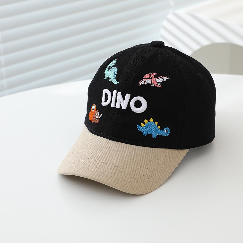 Patchwork embroidered letter "DINO" cartoon pattern baseball cap for children - sweat-absorbing and breathable beanie hat