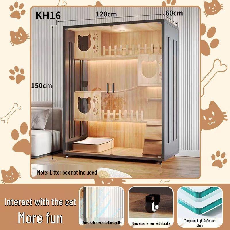 JINGRUIXIANG Wooden Indoor Cat House & Cage