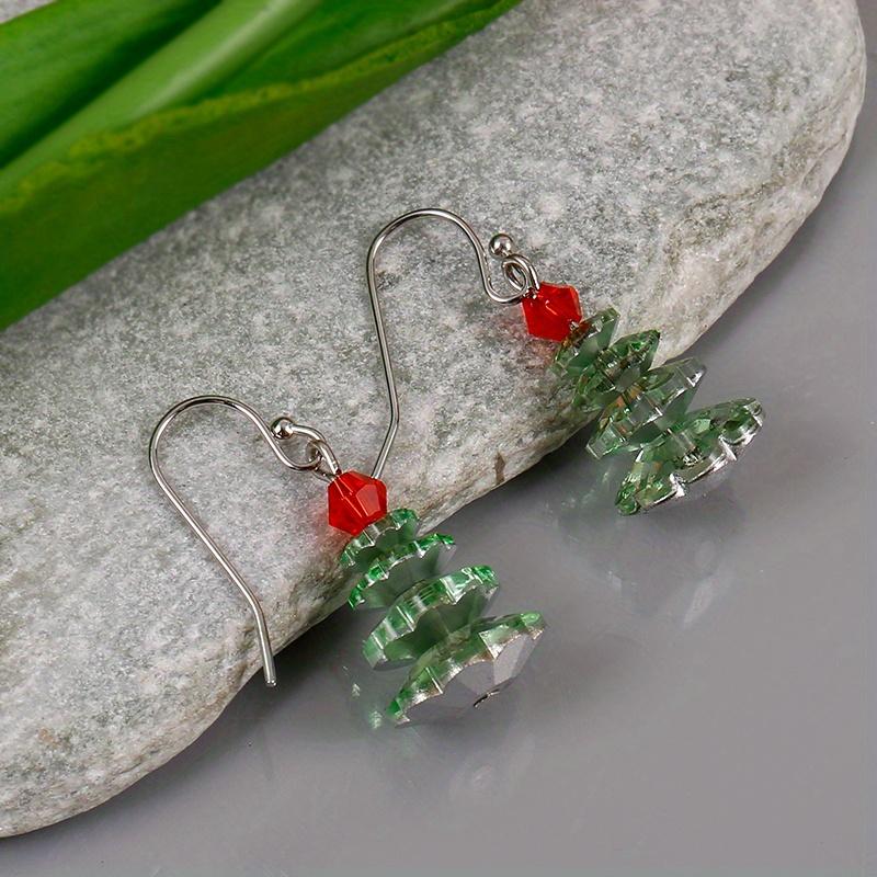 1 Pair of  Personality Christmas Tree Multi-color Creative Earrings Girl Christmas Gift