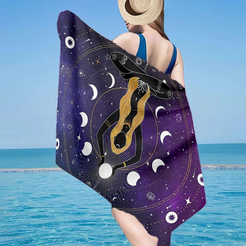 Moonlit Meditation Beach Towel, Super Soft Microfiber, Gift for Her/Him, Birthday, for Pool, Beach, Travel, Home Decor Fan gifts