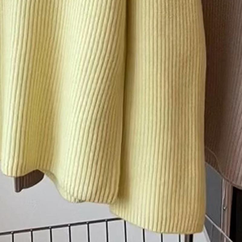 Suéter para Mulheres Inverno Algodão Espesso Pulôver Quente Tricotado Elástico Manga Longa Jumper Oversize Suéter Tops