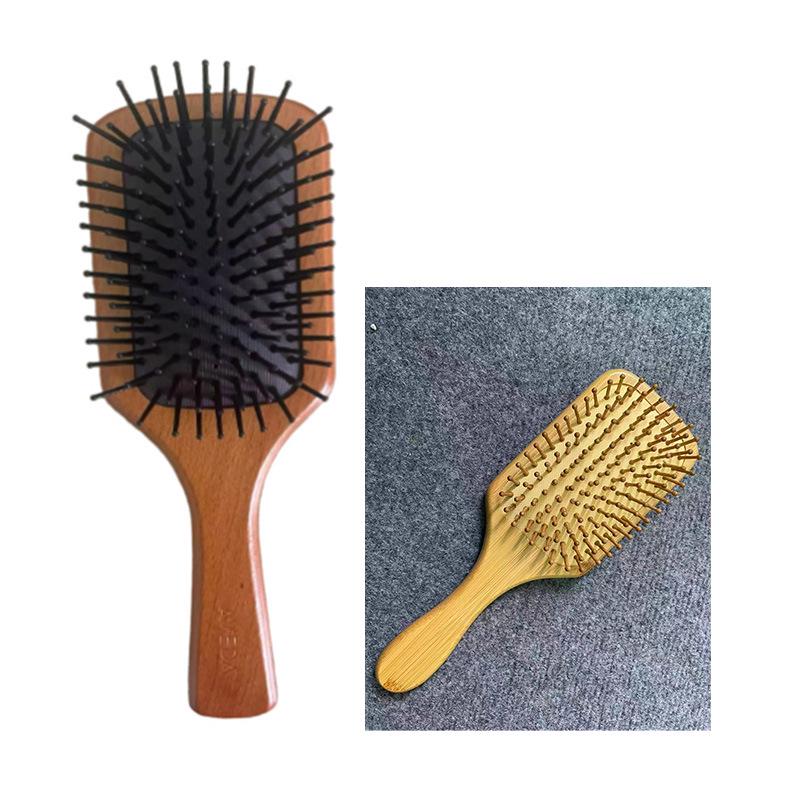 Hemu Wooden Air Cushion Comb & Scalp Massager for Women - Hair Loss Prevention & Volume Boost