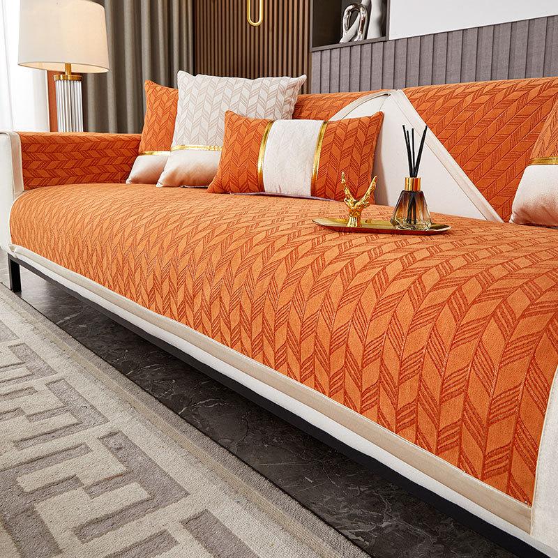 Non-slip Chenille Sofa Cover Four Seasons Universal Sofas Cushion for Living Room Geometry Leaf Couch Cushion Case Home Decor