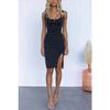 Women's U Neck Sleeveless Midi Denim Dress Slim Fit Casual Button Front Pencil Dress