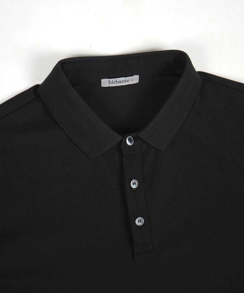 BIRBANTE Gentile Pique Collar T-Shirt - Black