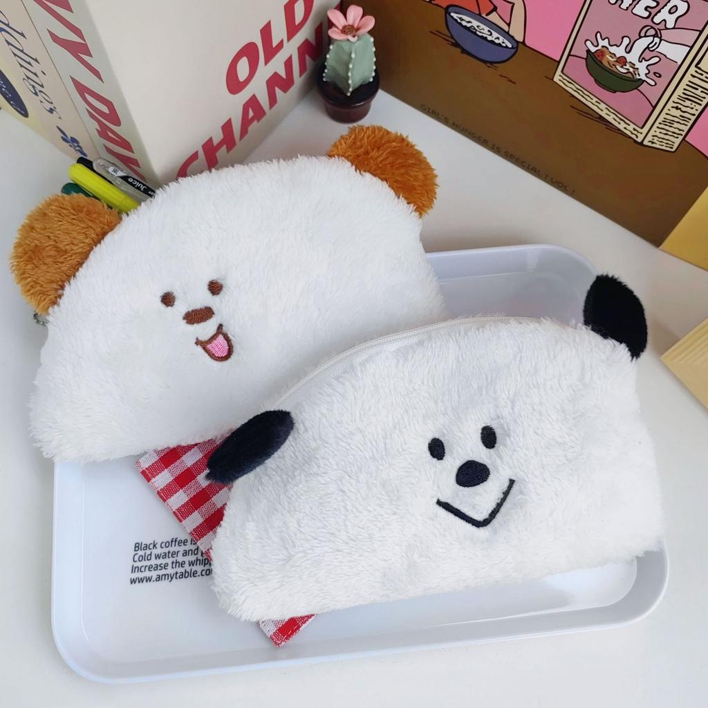Customized Cartoon Cute Bear Plush Student Pencil Pouch Large Capacity Stationery Case Ladies Cosmetic Bag