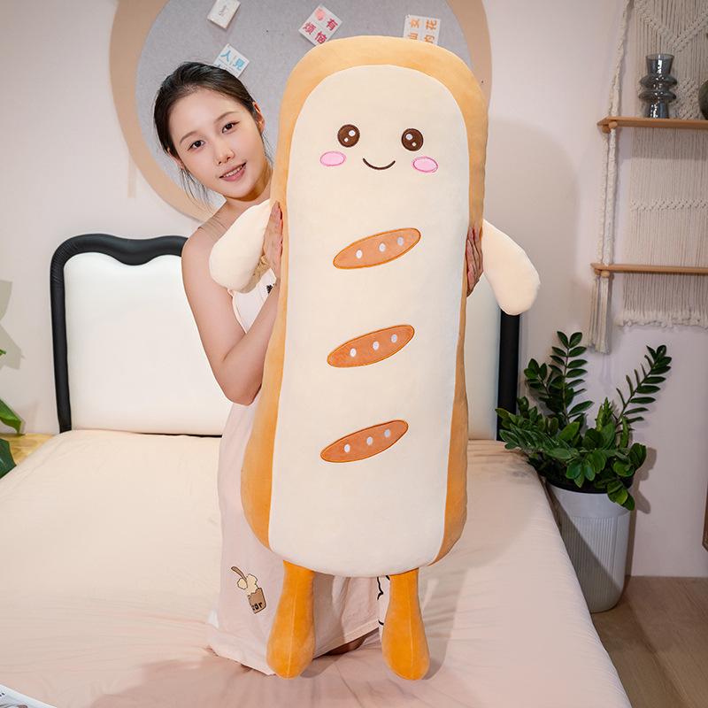 Creative Soft Toast Bread Throw Pillow Plush Toy Bread Doll Girl Sleeping Leg Long Pillow Rag Doll