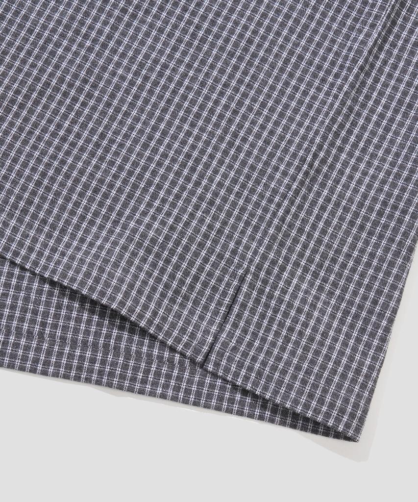 AGOD Open Collar Check Half Shirt [Black]