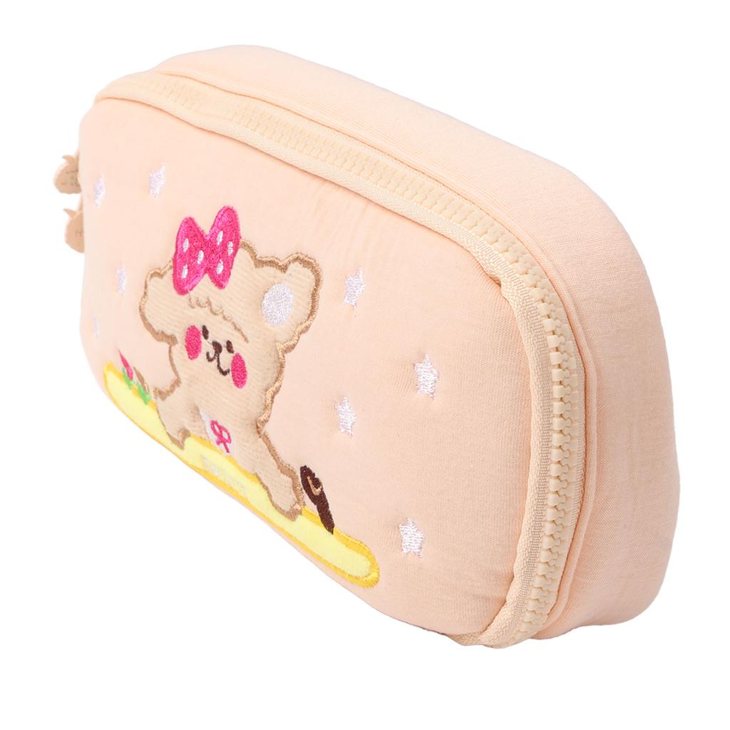 Pencil Bag Cotton Cute Puppy Pattern Large Capacity Cartoon Pencil Pouch for Students Beige