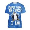 Heißer Verkauf neues Psycho Pinguin 3D gedrucktes T-Shirt lustiges Tier Kurzarm Sommer Mode verrückter Pinguin neutrales Kinder Freizeit Oberteil