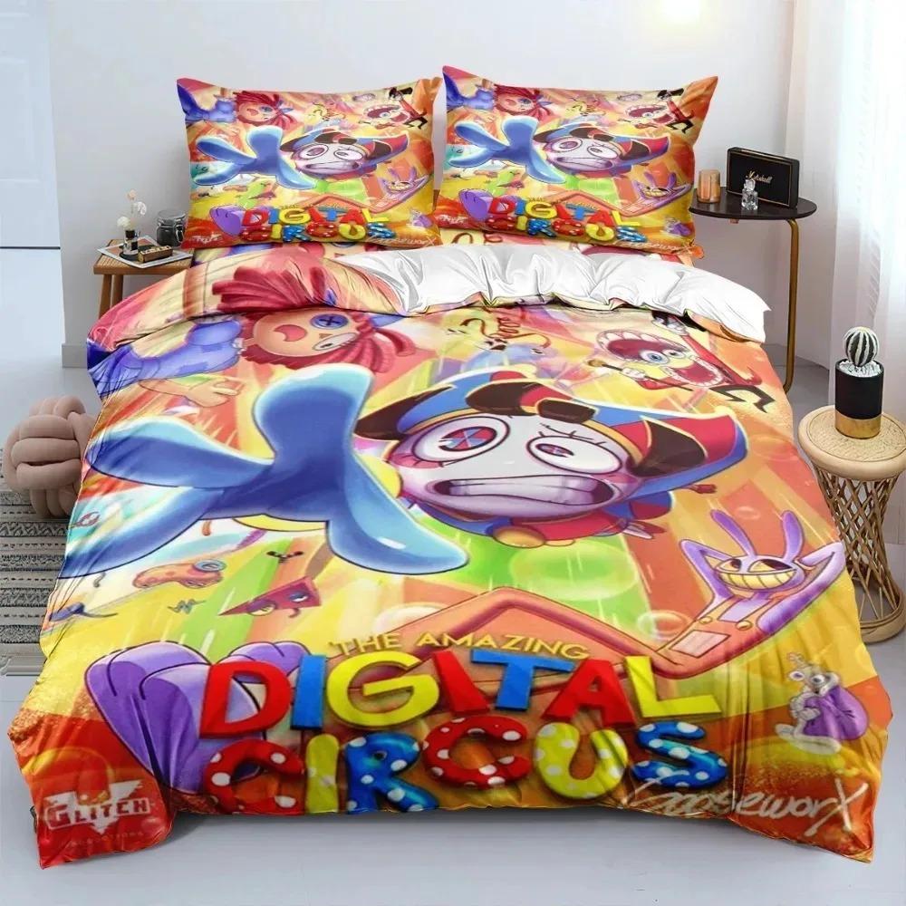 Catoon The Amazing Digital Circus Housse de couette Taie d'oreiller Ensemble de literie Jeunes Enfants Fille Garçons Anniversaire Décoration de Chambre 2/3 pièces set 100x135cm (2pcs)