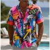 Men's Abstract Graffiti 3D Print Shirt Button Up Shirt Casual Shirt Summer Shirt Short Sleeve Daily Vacation Clothing