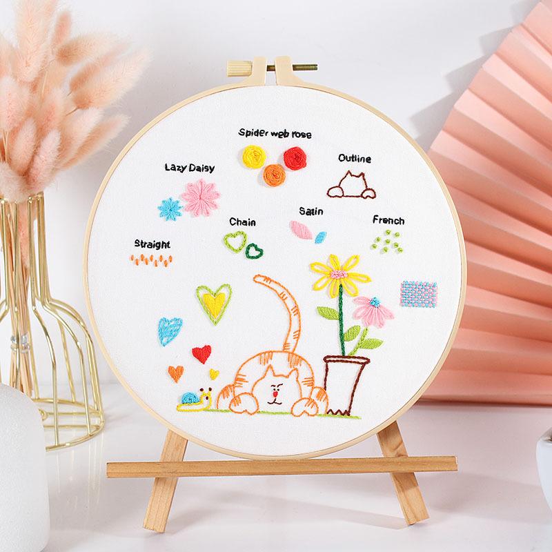 Diy Handmade Embroidery Material Package, Animal Bicycle Stitching Combined With Introductory Beginner Exercises