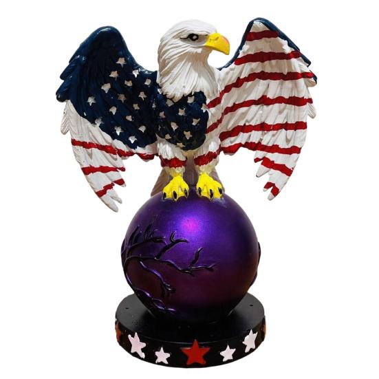 Intricate Texture Lamp Perched Eagle Ball Lamp, Bird Resin Light Sculpture, USB Powered Ambient Lighting, Sculpted Hand-Painted Statue Tabletop