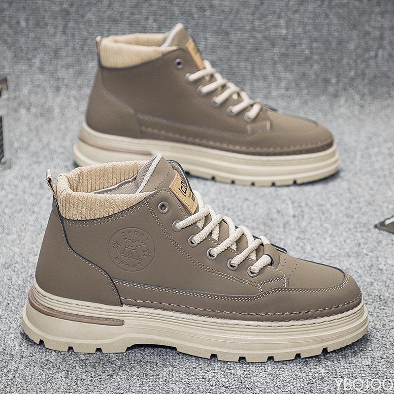 Autumn new outdoor casual comfortable men's shoes fashionable versatile high top boots minimalist men height-increasing shoes