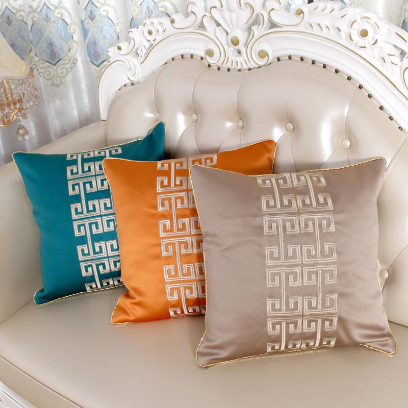 45x45cm Solid Color Embroidered Pillow Case Decorative Cushion Cover Home Jacquard Living Room Bedroom Sofa Waist Pillow