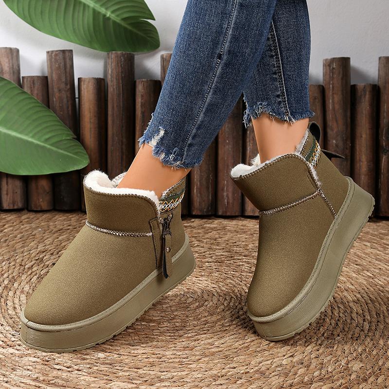 Fashion Winter Thicken Plush Snow Boots Women Side Zip Thick Sole Non Slip Cotton Padded Shoes Plus Size Comfort Platform Ankle Boots