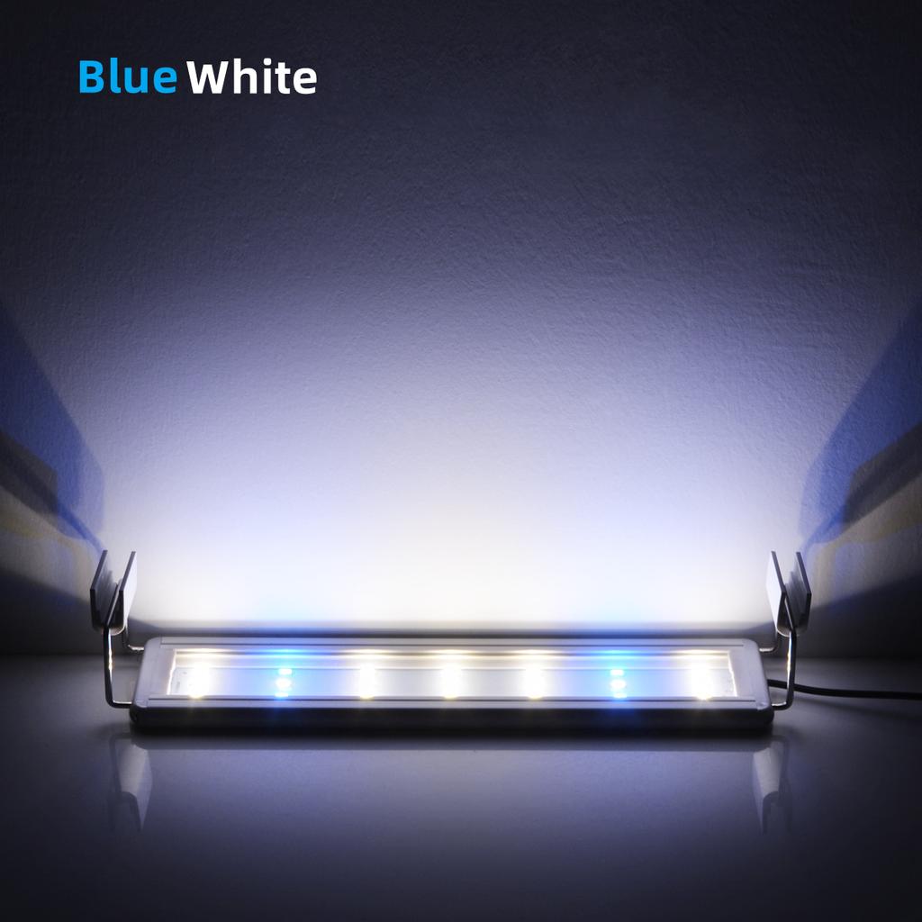 Aluminium Aquarienpflanzen Wachstumslichtleiste Clip-On Aquarienlampe mit Schalter 3-farbig wechselbar/Blau Weiß 220V Skalierbares Design