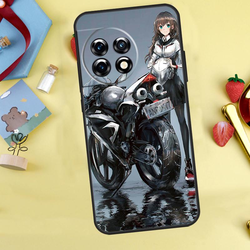 Motorcycle Girl Anime Case For OnePlus 13R 12R 13T 15 13 12 11 10 9 10R 10T 8T Nord 5 CE 4 2 3 Lite N20 N30 Cover