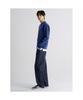 Double-Weave Basic Round Neck Knit Blue