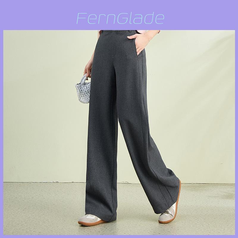 Womens Relaxed Tencel Wool Blend High Waist Wide Leg Casual Pants For Office And Weekend Wear