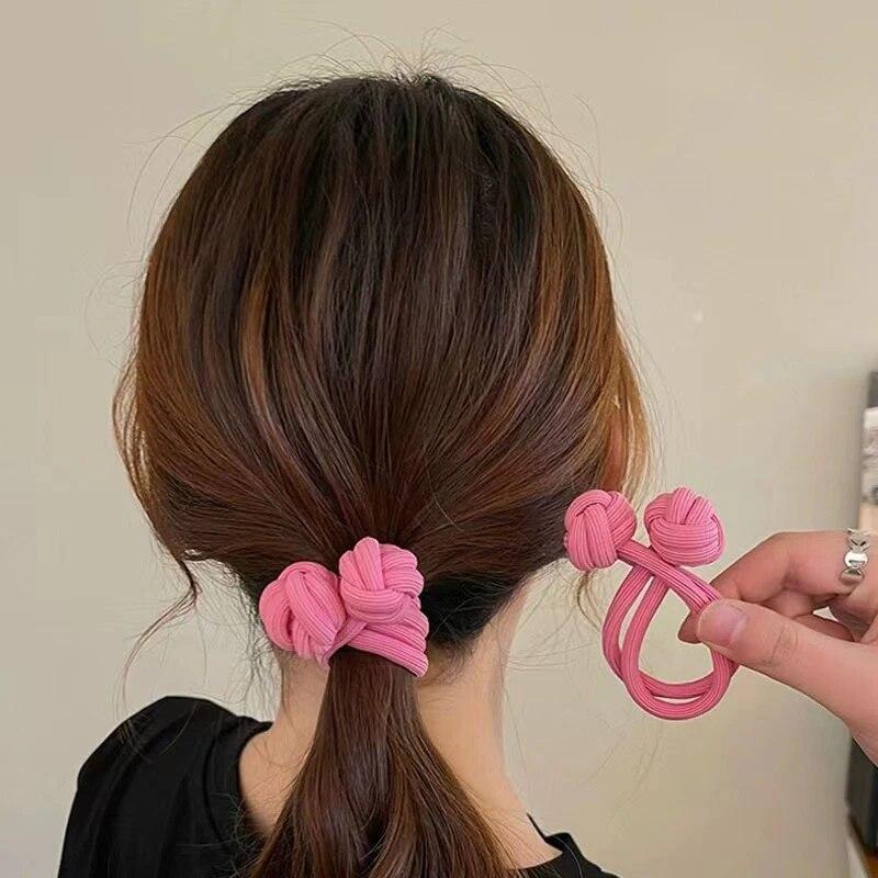 1 Pc/2 Pcs High Ponytail Rubber Bands Hair Band Elastic Head Rope for Women Scrunchies Hair Tie Knotted Hair Ropes Hair Accessories
