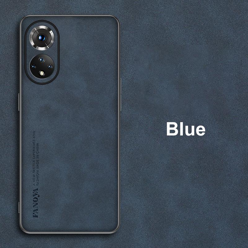 

Чехол для Honor 50 Роскошный чехол для телефона из искусственной кожи для Honor 50 Honor50 Задняя крышка Матовый силиконовый Ударопрочный Полная защита Coque For Honor 50 синий