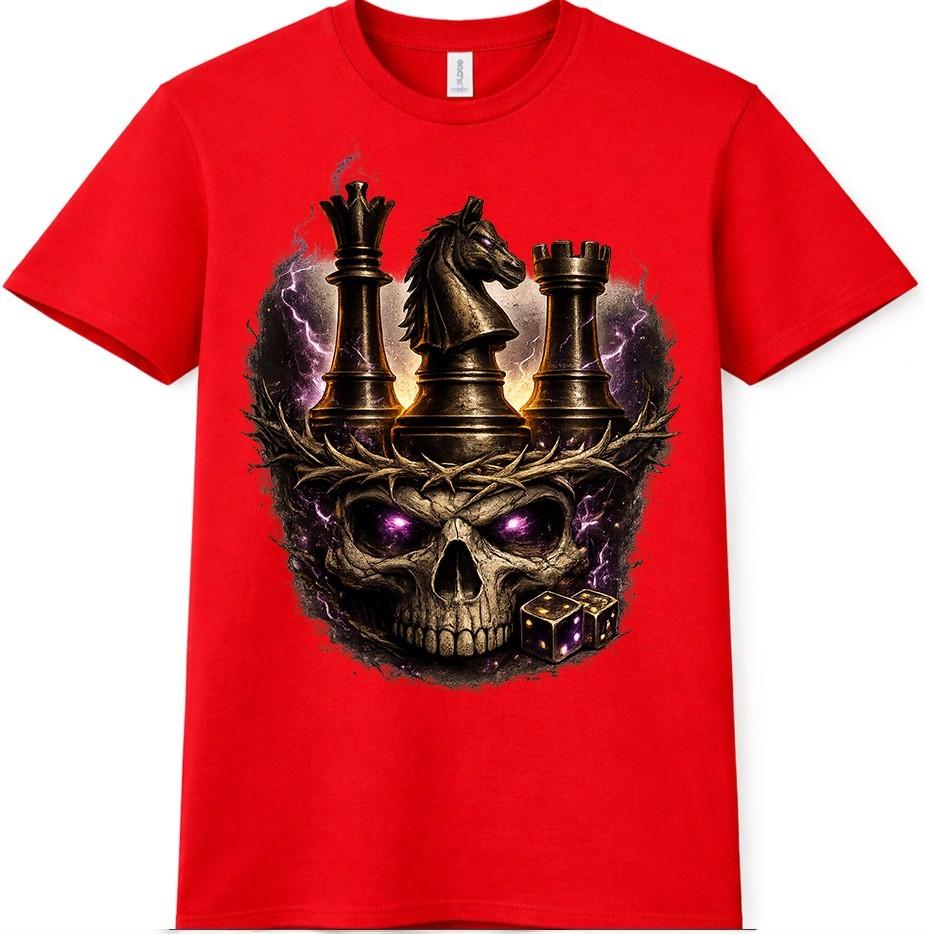 Skull Chess T-Shirt Gothic King Knight Rook Checkmate Player Gift Graphic Tee 4XL