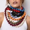 Novo Colar Choker de Contas Redondas Grandes Acrílicas Coloridas Retro Boho Tendência Corda com Nó Artesanal Colares para Mulher Homem Joia Statement Presente