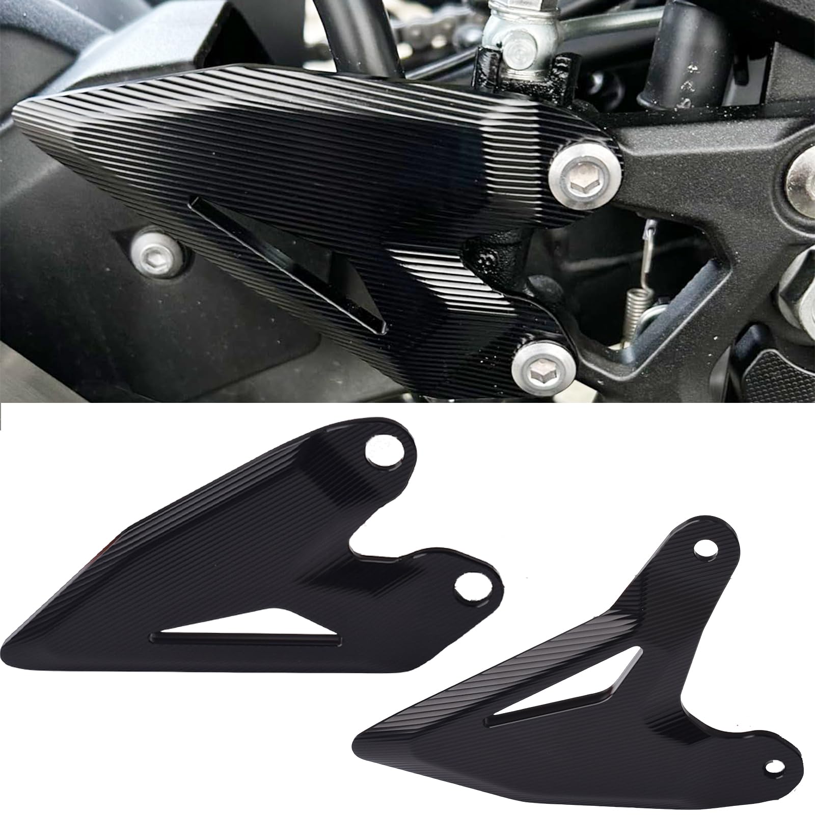 

Hruizq Footpeg Heel Plate Guard Protectors for Kawasaki Ninja 400 Z400 (2018-2023), Ninja 250 Z250 (2019-2023), Z e-1 Ninja e-1 (2024) (Black)