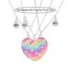 Qpeach 3Pack Heart Flower Butterfly Star Glitter Pendant Best Friend Girls BFF Necklace of 3 for Kids Friendship Jewelry Gifts