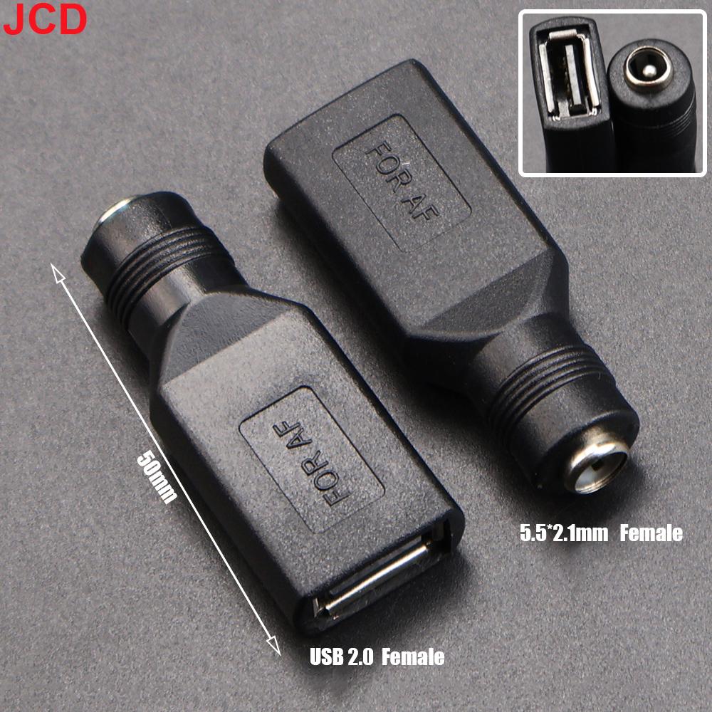 JCD 5pcs 5.5*2.1mm Female Jack Socket to USB 2.0 Type A Male Plug DC Connector 5V Power Plugs Adapter for Laptop