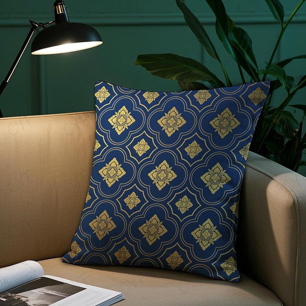 Badik Indonesien Batik Design Kissenbezug Milbenschutz Kissen Unsichtbarer Reißverschluss seidig kurzer Plüsch Sofakissenbezug