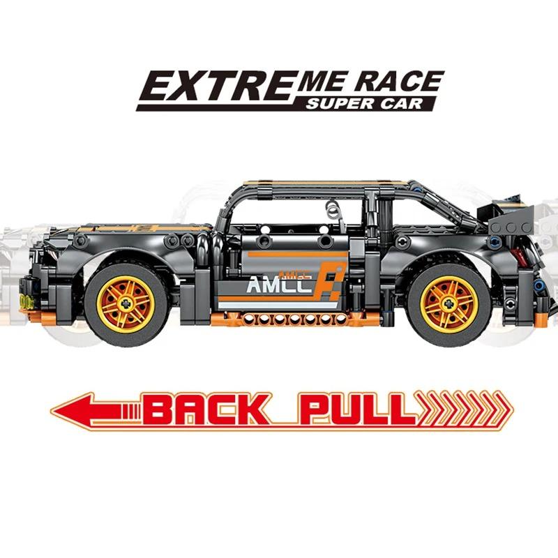 520pcsTechnical Super Racing Car Model Building Blocks Automobile Pull Back DIY MOC Vehicle Bricks Children Construction Toys