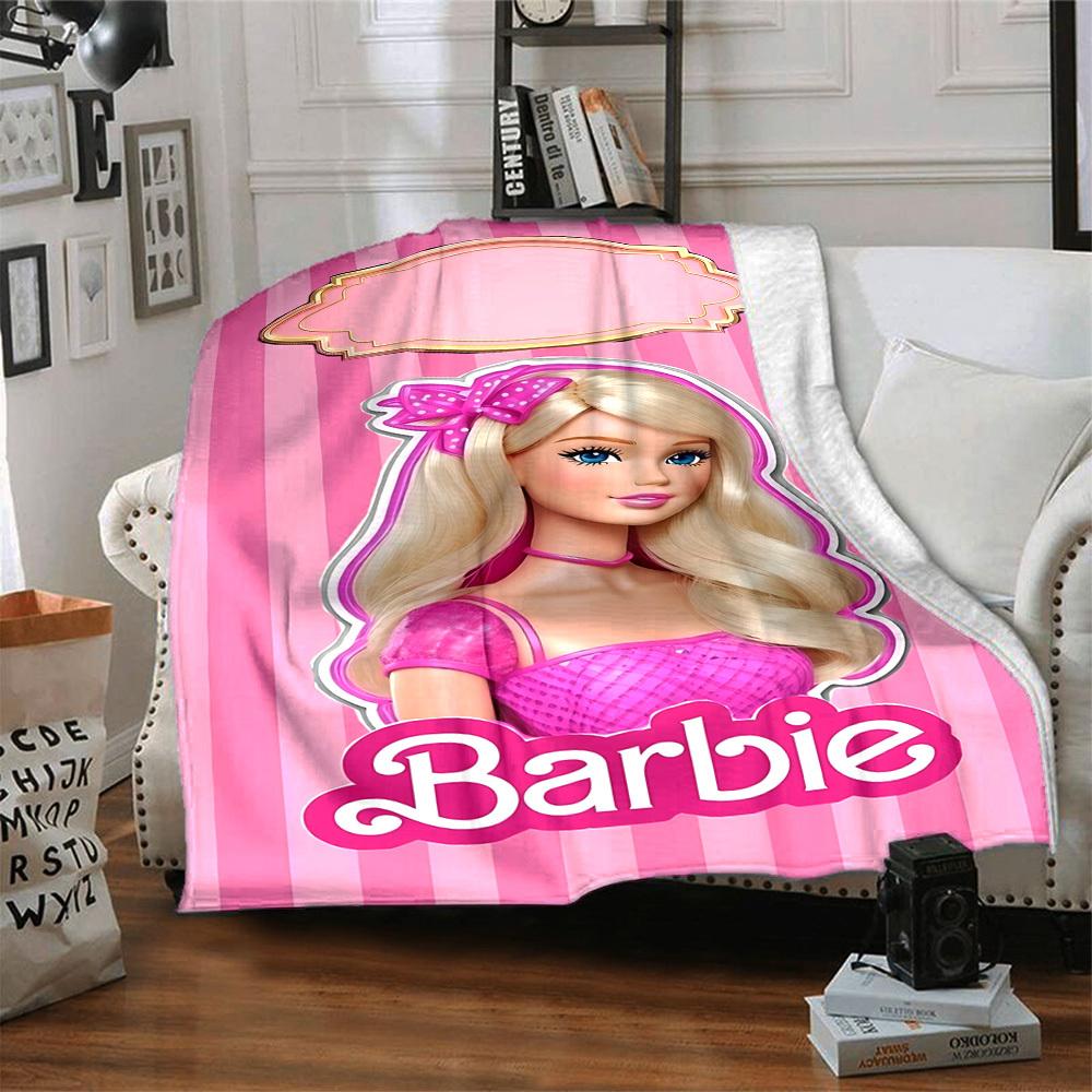 1pc Barbie Doll Blanket Polyester Fiber, All Season Comfort for Sofa, Bed, Office, Car, Camping Ideal Home Decor & Gift, Office Comfort