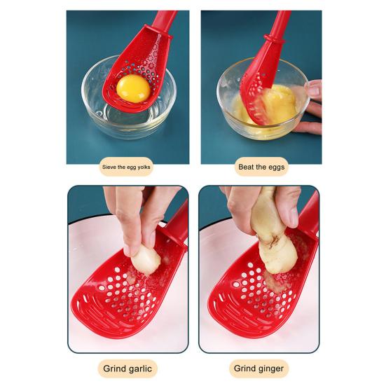 Kitchen Grinding Spoon with Strainer Holes Multi-Use Masher And Egg Separator BPA-Free Plastic Cooking Utensil