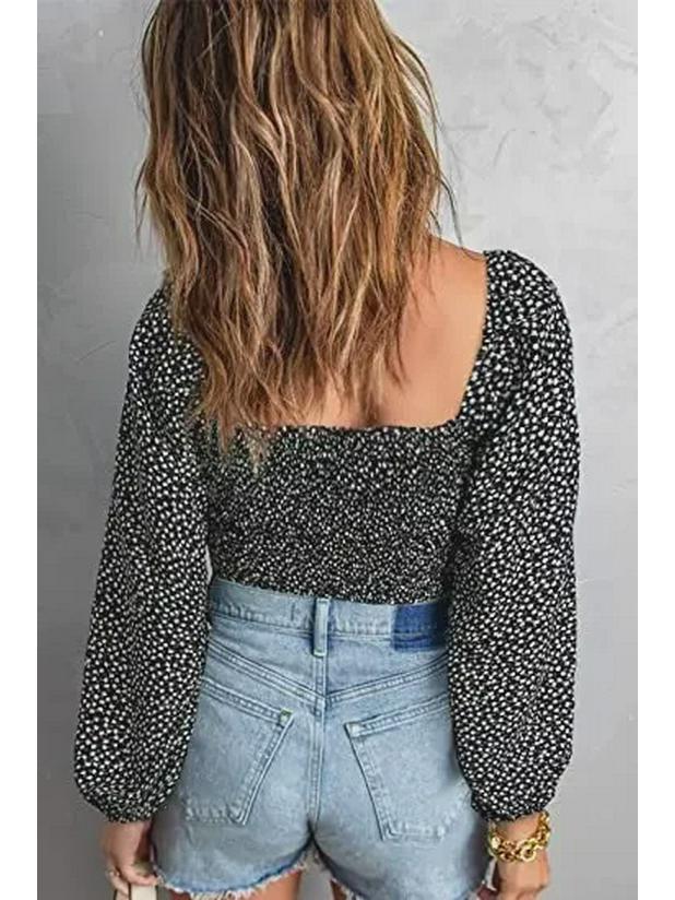 European-American Square Neck Long Sleeve Slim Fit T-Shirt: Women's New Spring Style Waist-Hugging Top