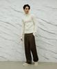 SIGNATURE Wool-Like No-Tuck Wide Fit Slacks [Brown]