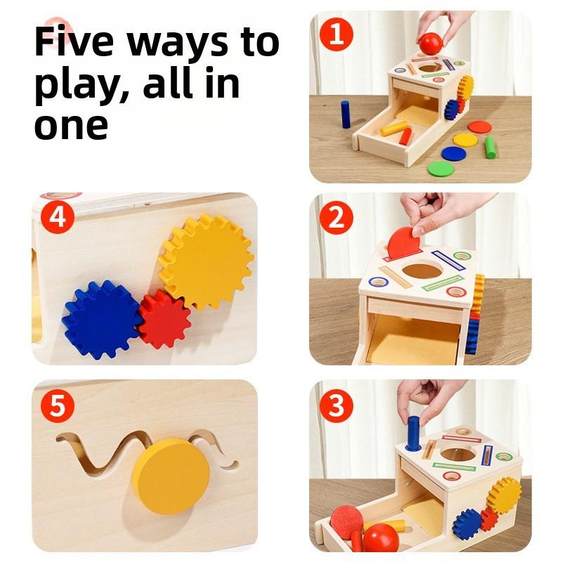 Wooden Early Educational Gear Coin Box Puzzle Toy Children Development Gift