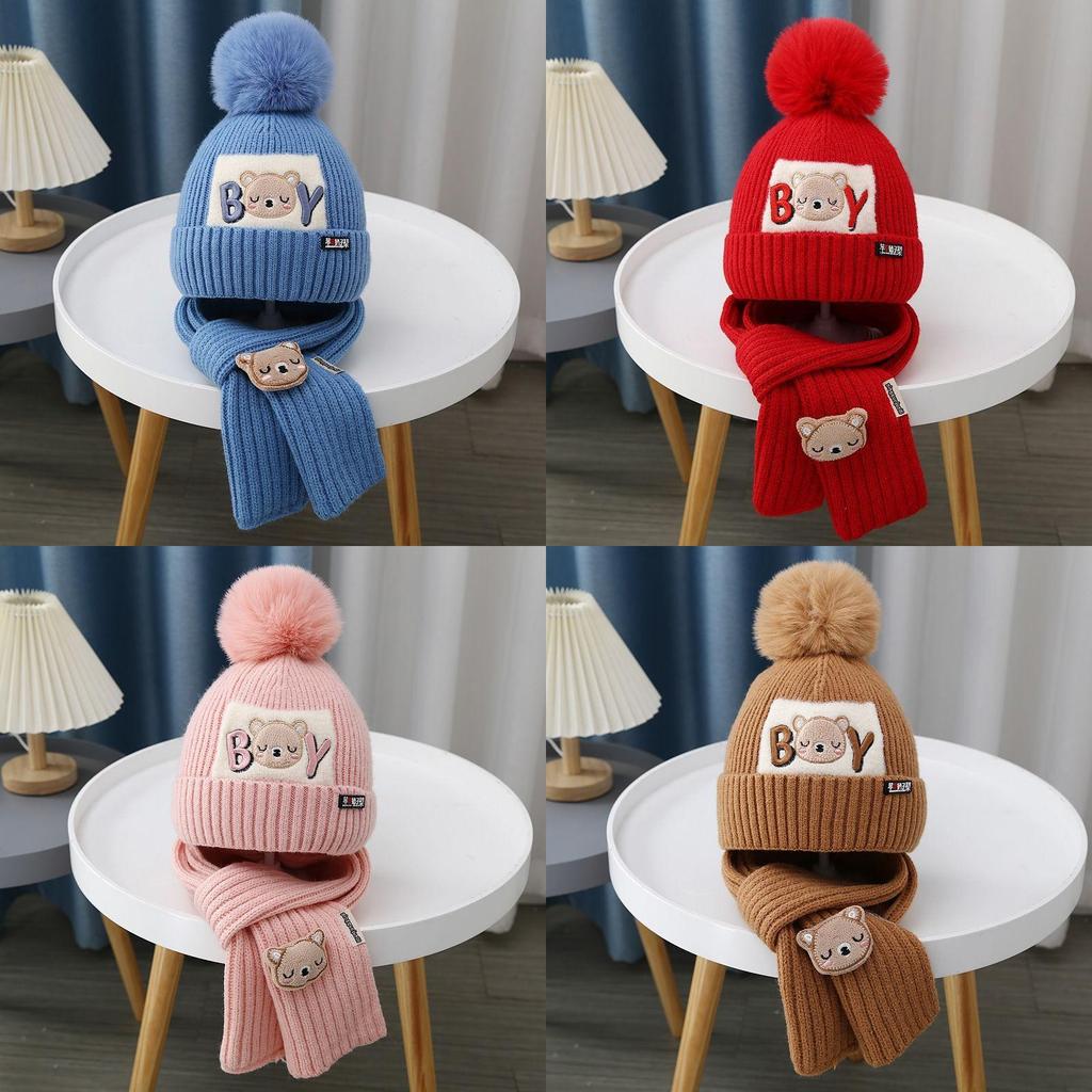 Childrens Knitted Hat And Scarf Set With Windproof Warmth For Winter Play