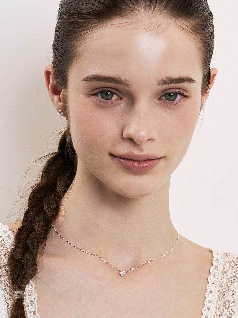 Hei [Sv925] Solo Bezel Round Necklace