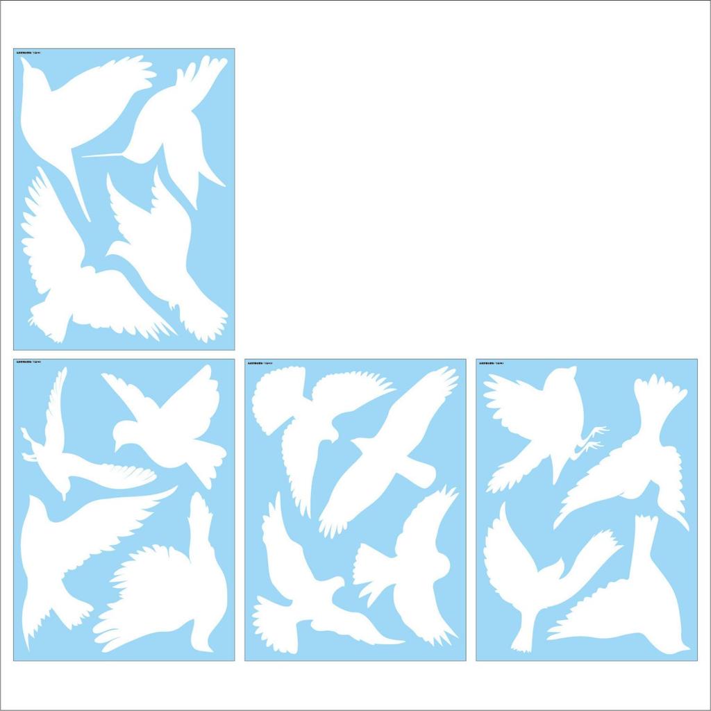 4 Stück Vogel-Fenstersticker beidseitige Aufkleber mit Silhouetten