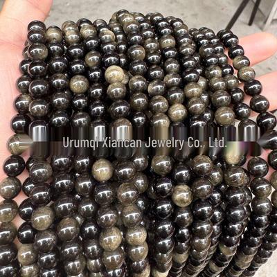 Natural Gold and Silver Obsidian Loose Beads - DIY Beading Accessories